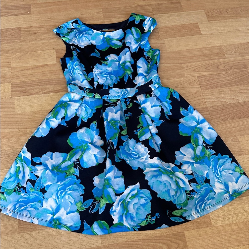 Emerald Sundae Blue and Green Floral Dress